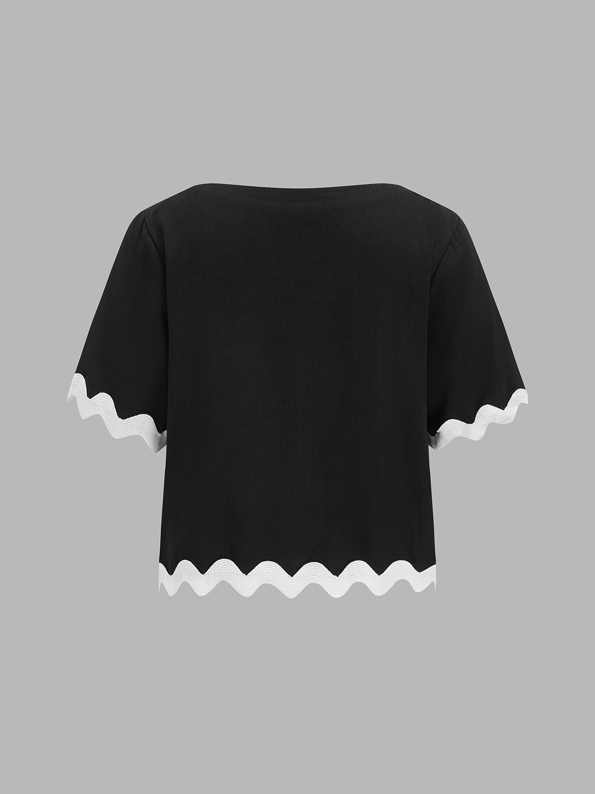 Contrast Scallop Trim Short Sleeve Top & Shorts Set