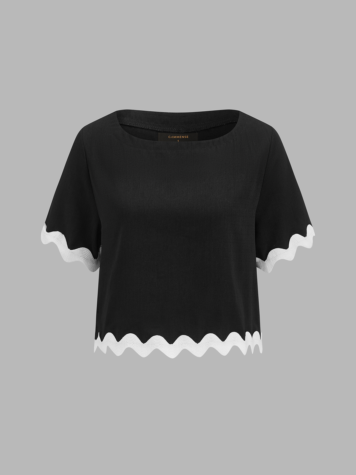 Contrast Scallop Trim Short Sleeve Top & Shorts Set