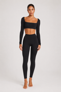 ELENA / FREEDOM  SCOOP LONG SLEEVE CROP | BLACK