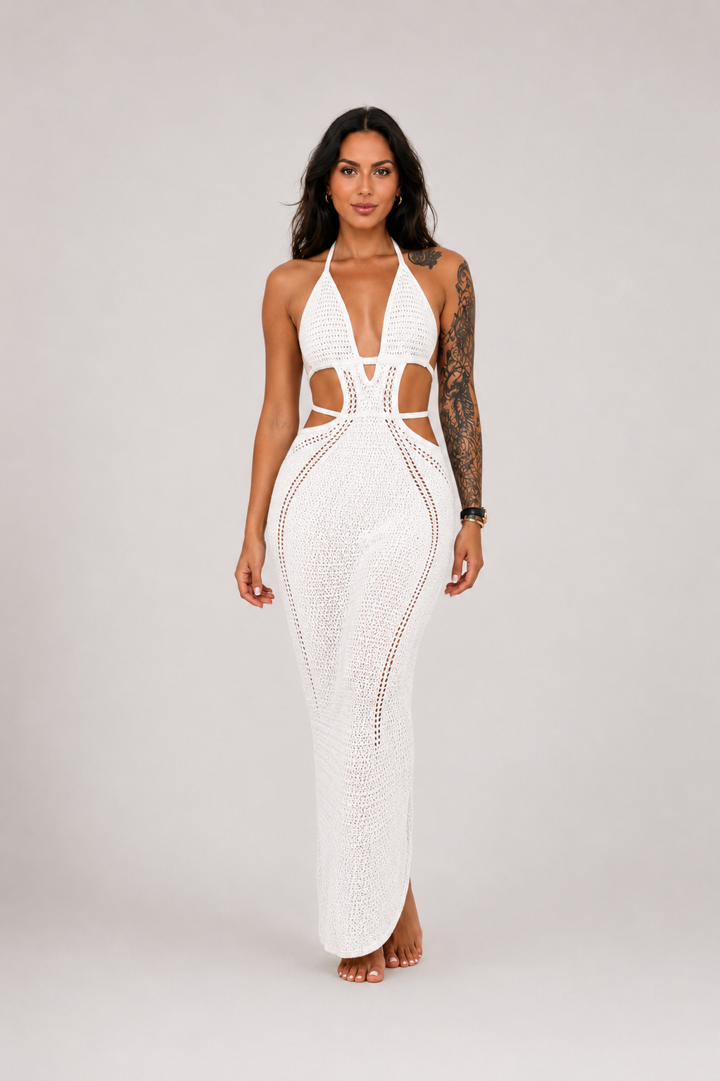 SHOPIA / BEACH DRESS WITH NECKLINE