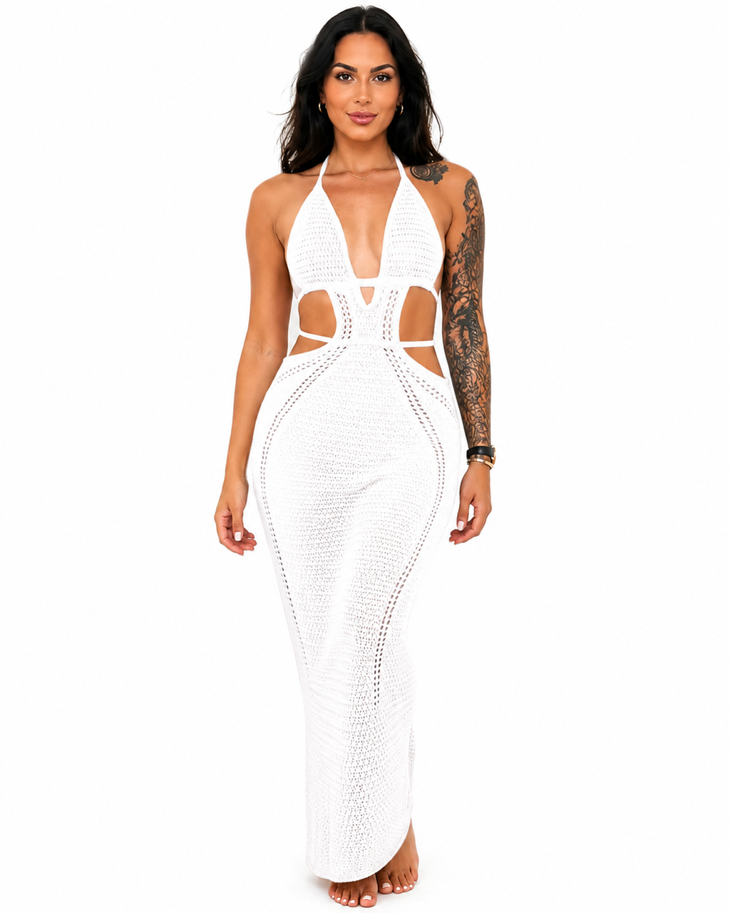 SHOPIA / BEACH DRESS WITH NECKLINE