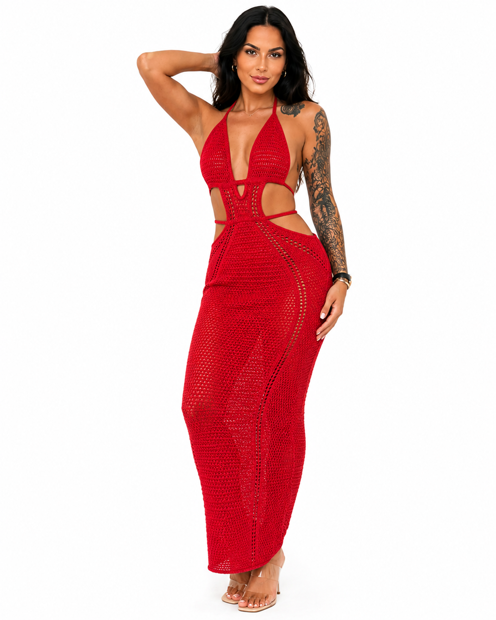 SHOPIA / BEACH DRESS WITH NECKLINE