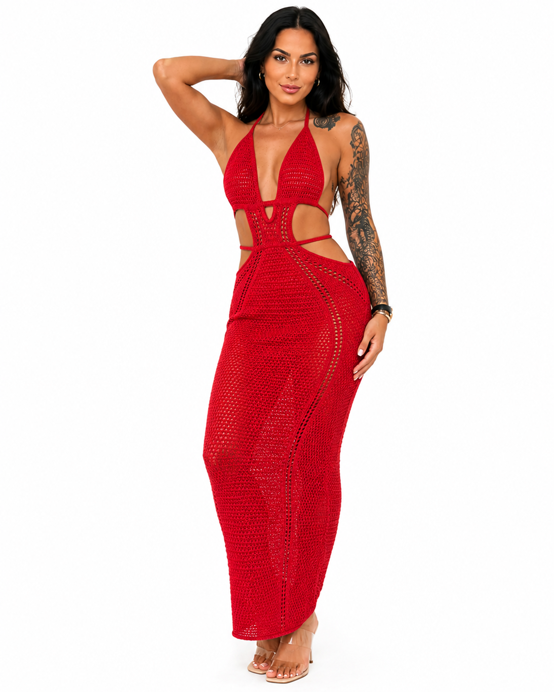 SHOPIA / BEACH DRESS WITH NECKLINE
