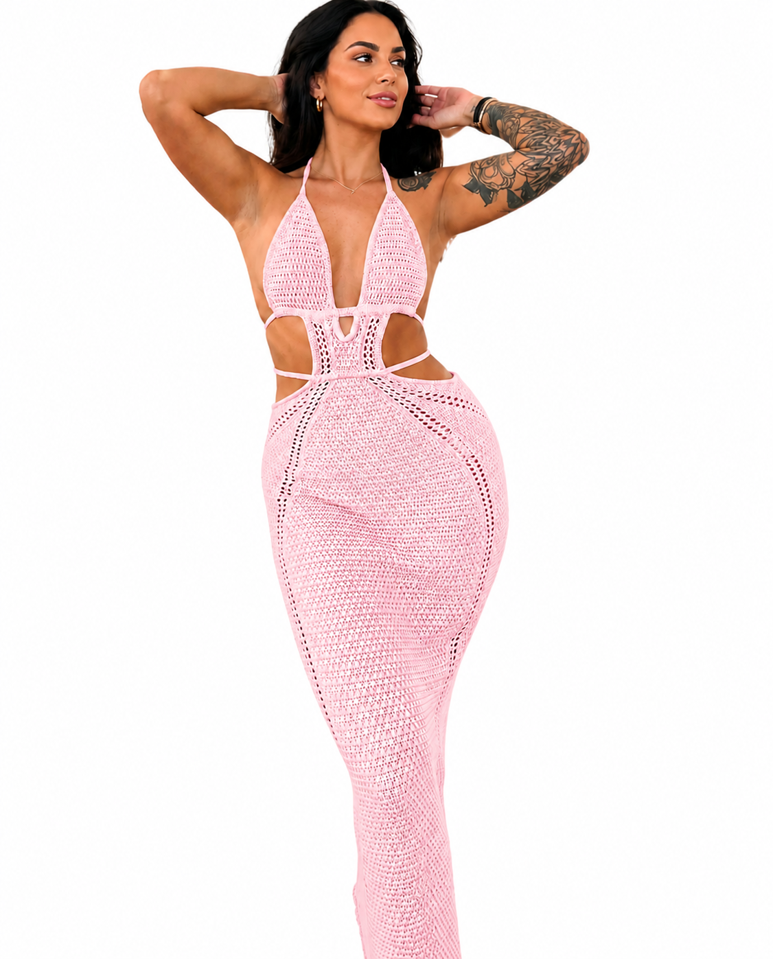 SHOPIA / BEACH DRESS WITH NECKLINE